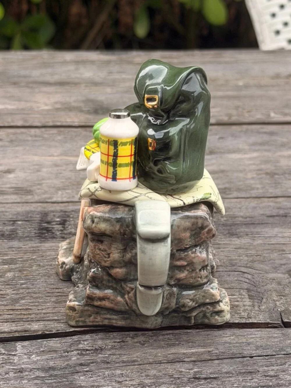 Vintage RARE Paul Cardew Design One Cup Hiker's Rest Teapot Decor Woodman
